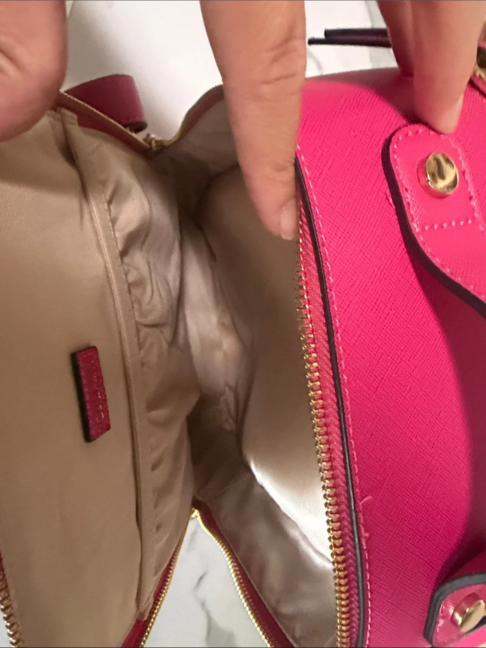 Calpak Hot Pink Saffiano Whipstitch Backpack
